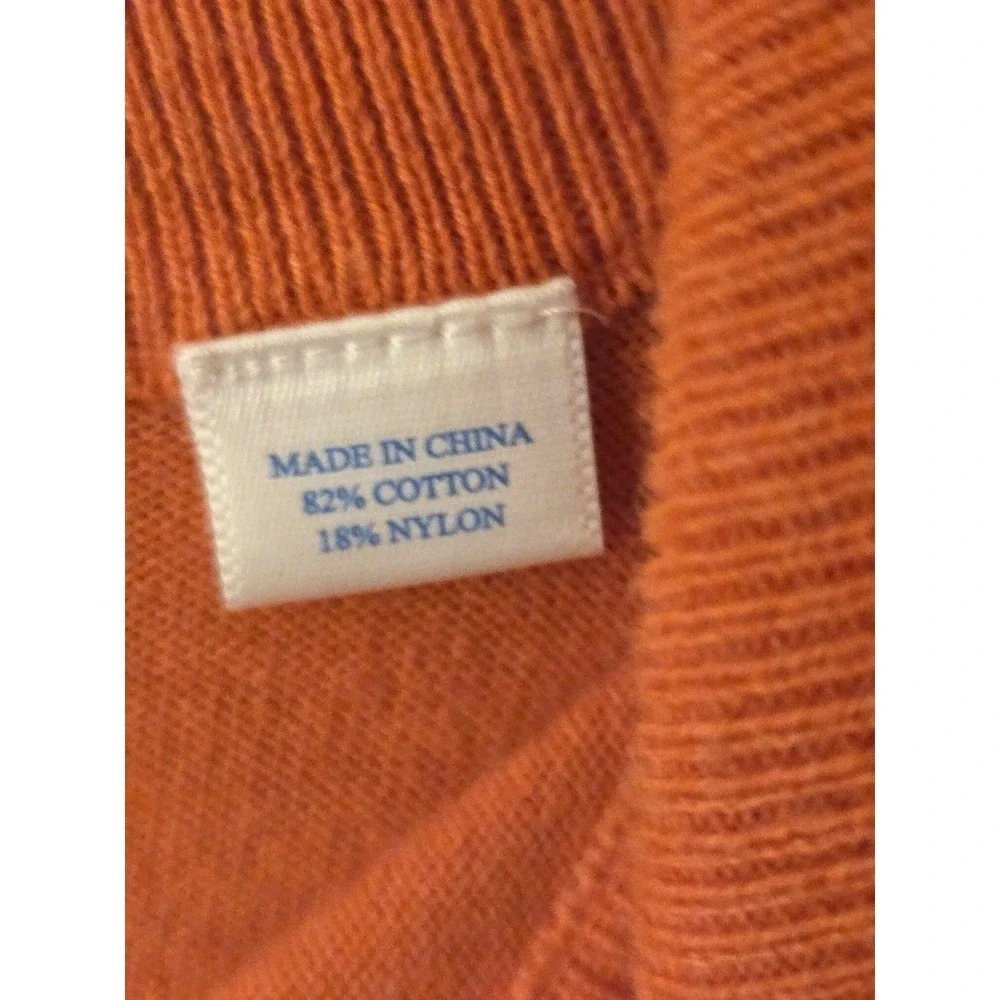Southern Tide Mens Orange Cotton 1/4 Zip Pullover Sweater Preppy Golf Size L
